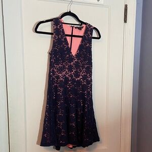 French Connection Pink Dress with Navy Trim